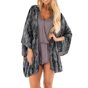 Boho Snakeskin Print Beach Swim Cover Up